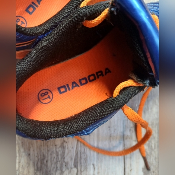 Diadora Toddler Size 8T Soccer Cleats Blue & Orange - Picture 5 of 7